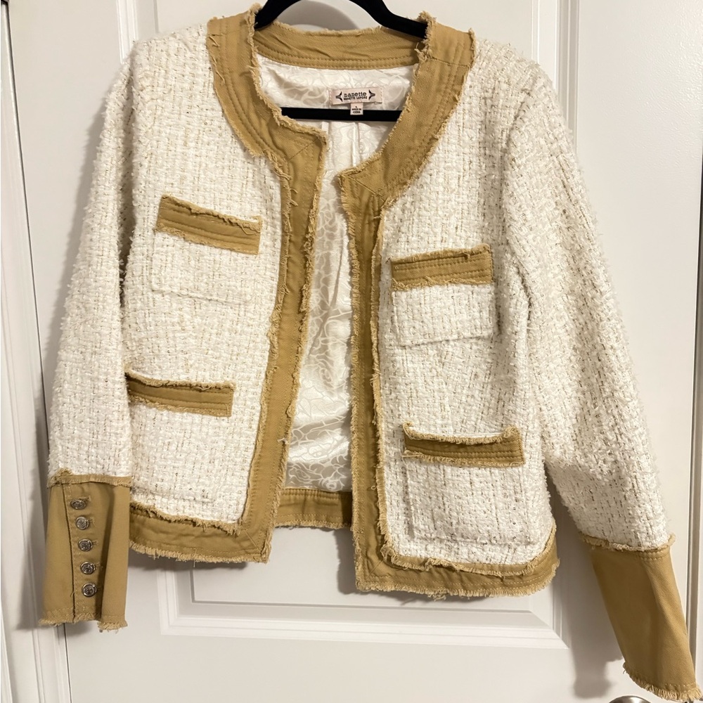 Nanette Lepore Women's Cream and Tan Tweed Blazer